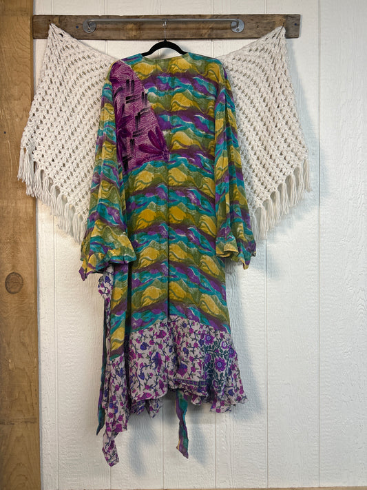 Crepe Sari Flourish Wrap Dress 0426 212