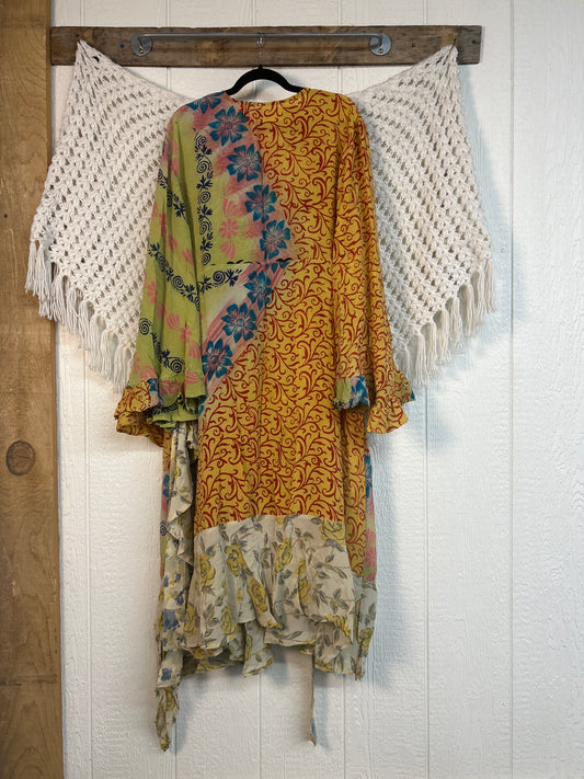 Crepe Sari Flourish Wrap Dress 0426 009