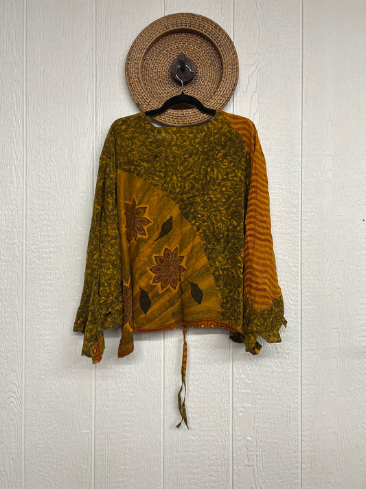 Crepe Sari Bell Sleeve Butterfly Top 0326 018