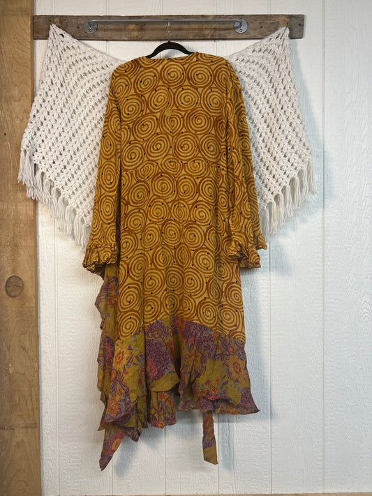 Crepe Sari Flourish Wrap Dress 0426 214