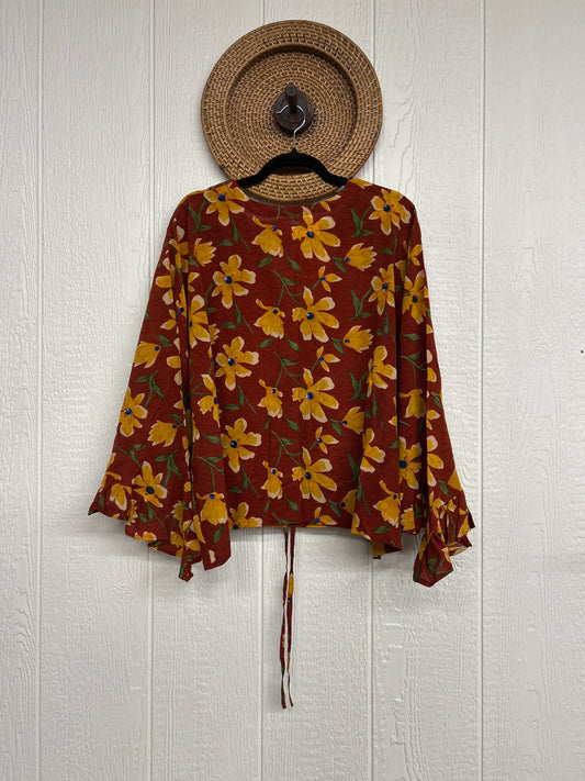 Crepe Sari Bell Sleeve Butterfly Top 0326 136