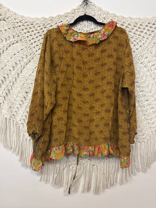 Crepe Sari Ruffle Daisy Blouse L0926 002
