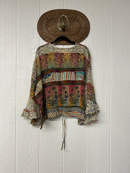 Crepe Sari Bell Sleeve Butterfly Top 0326 231