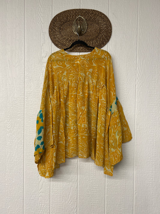 Crepe Sari Bell Sleeve Gold Dust Crop 0826 261