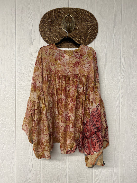 Crepe Sari Bell Sleeve Golddust Crop 0426 234