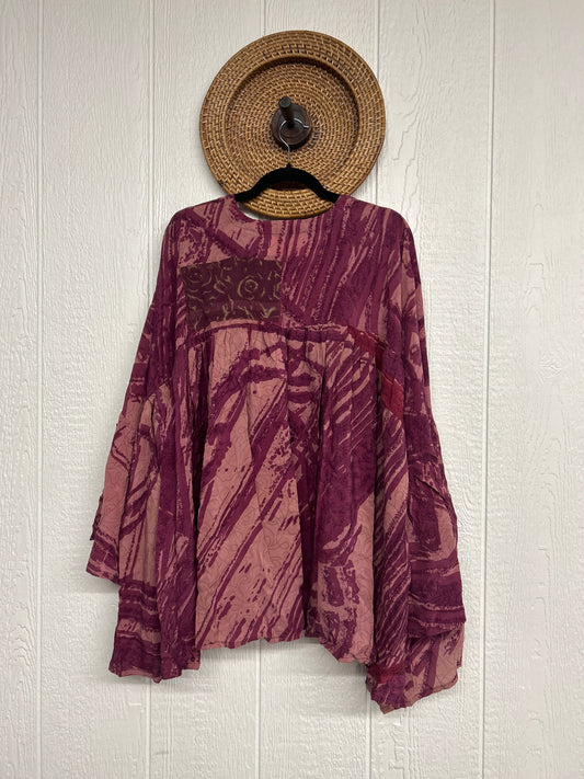 Crepe Sari Bell Sleeve Golddust Crop 0426 216