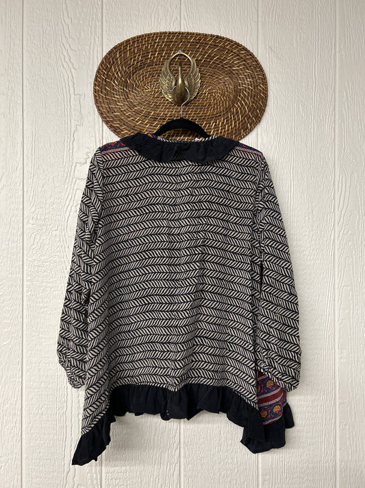 Crepe Sari Ruffle Daisy Blouse 0226 094