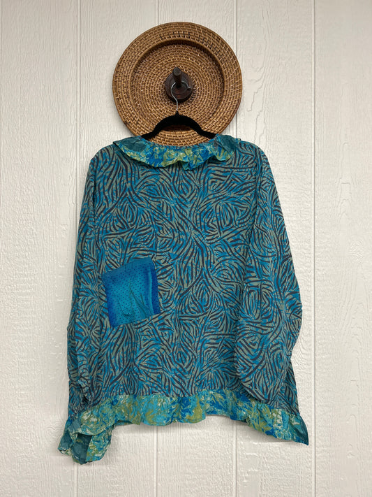 Crepe Sari Ruffle Daisy Blouse 0226 162