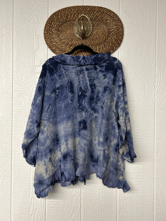 RETAIL Crepe Sari Ruffle Daisy Blouse 0526 007