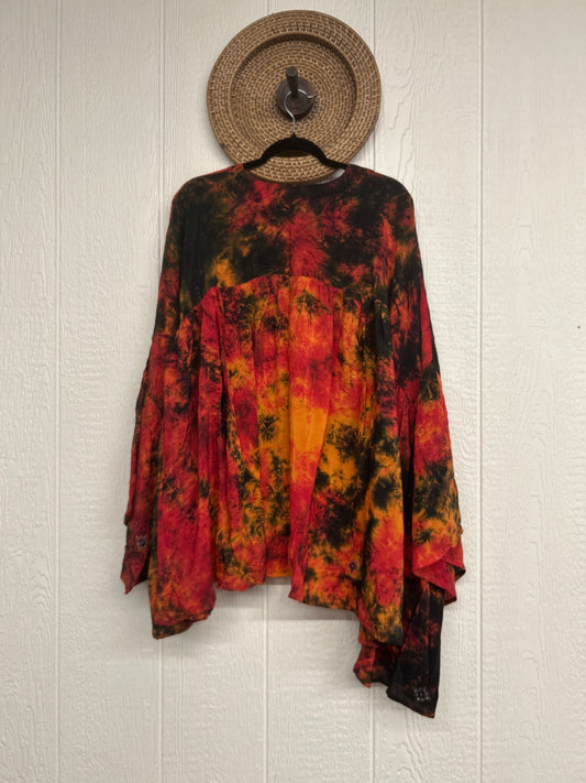 Crepe Sari Bell Sleeve Gold Dust Crop 0826 017