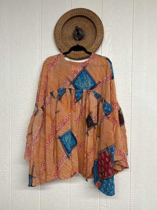 Crepe Sari Bell Sleeve Golddust Crop 0426 210