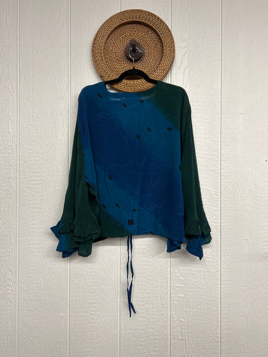 Crepe Sari Bell Sleeve Butterfly Top 0326 049