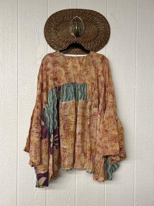 Crepe Sari Bell Sleeve Golddust Crop 0426 022