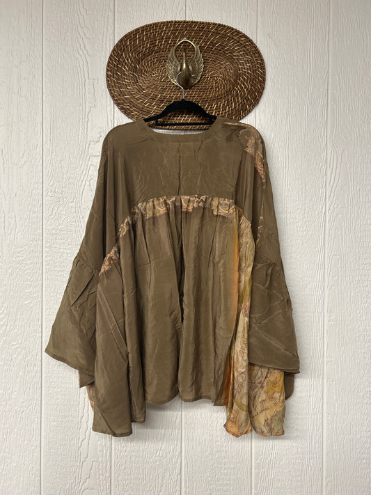 Crepe Sari Bell Sleeve Golddust Crop 0426 231