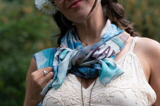 Peace Out Scarf with Doves and Sunrise