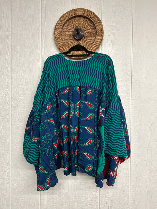 Crepe Sari Bell Sleeve Golddust Crop 0426 207