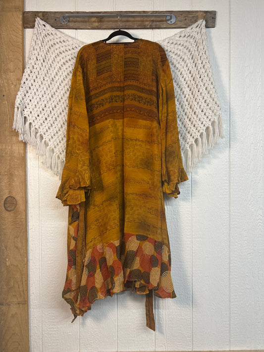 Crepe Sari Flourish Wrap Dress 0426 196