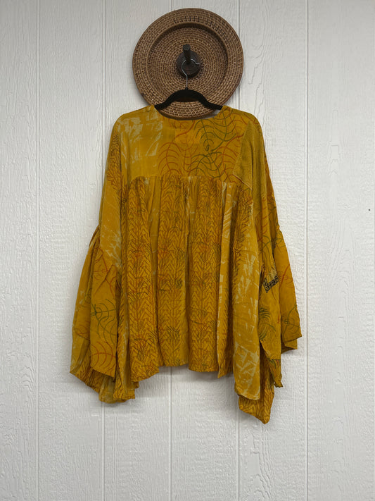 Crepe Sari Bell Sleeve Gold Dust Crop 0826 018