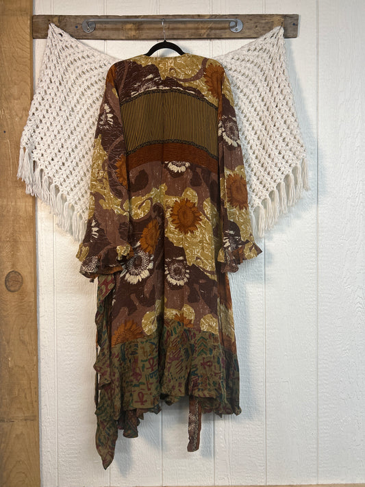 Crepe Sari Flourish Wrap Dress 0426 218