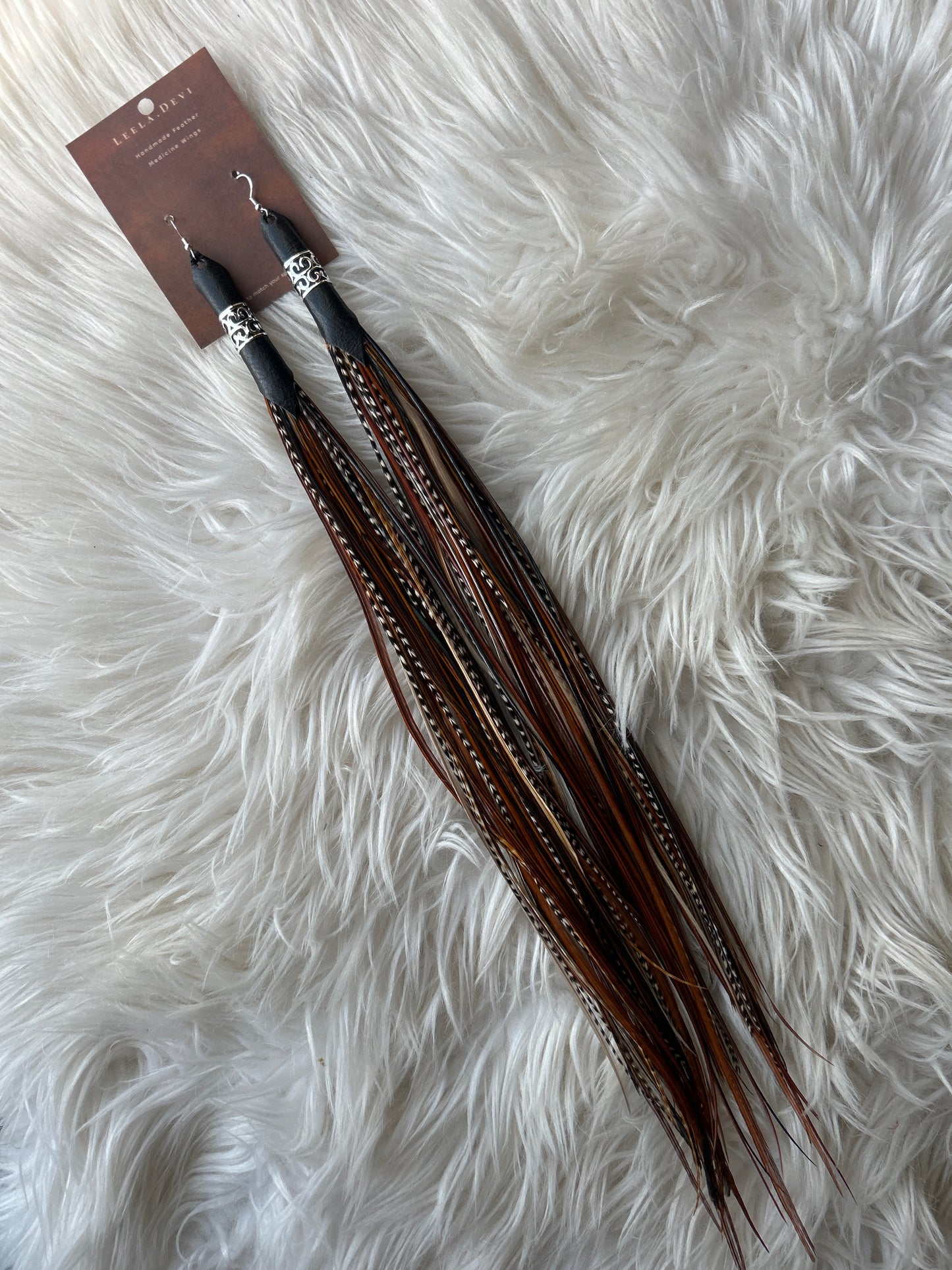 Leela Devi Long Feather Earrings