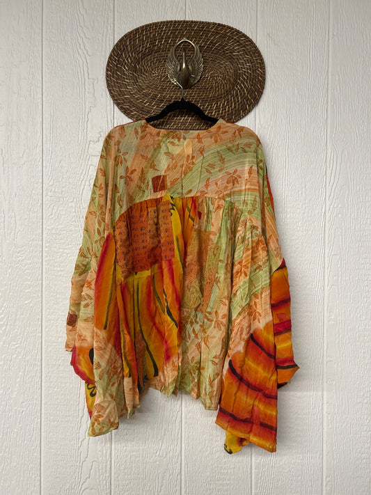 Crepe Sari Bell Sleeve Golddust Crop 0426 010