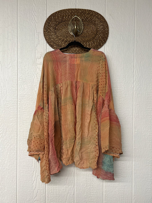 Crepe Sari Bell Sleeve Golddust Crop 0426 001