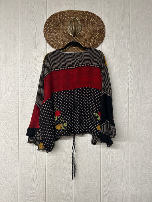 Crepe Sari Bell Sleeve Butterfly Top 0326 242