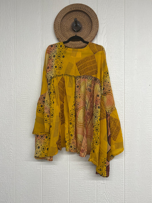 Crepe Sari Bell Sleeve Gold Dust Crop 0826 025