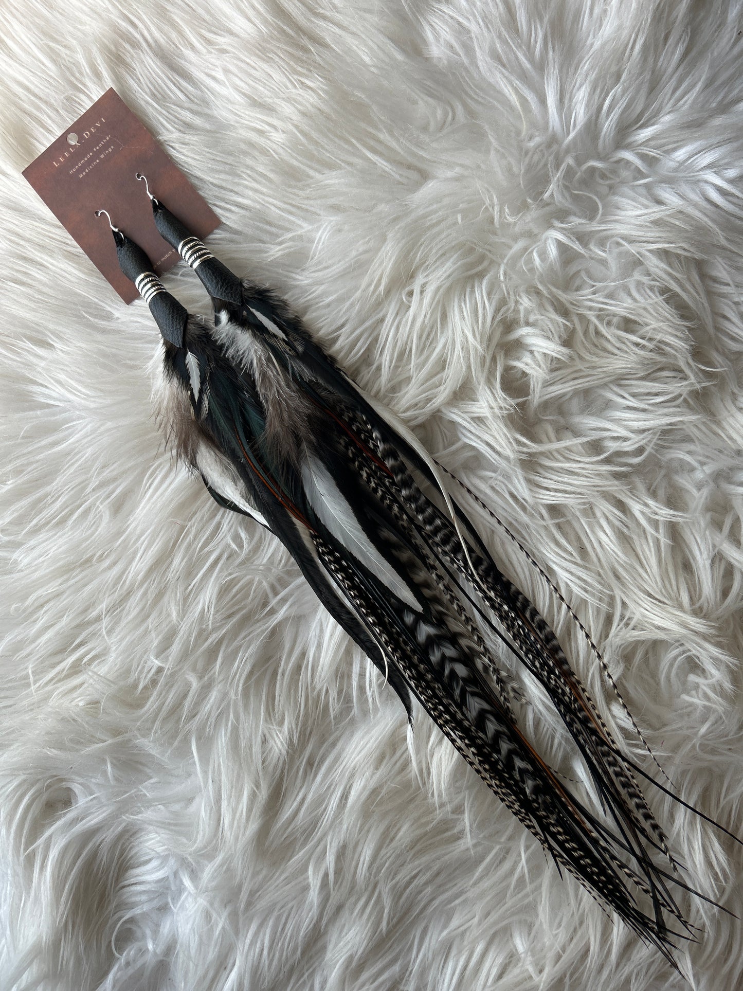 Leela Devi Long Feather Earrings