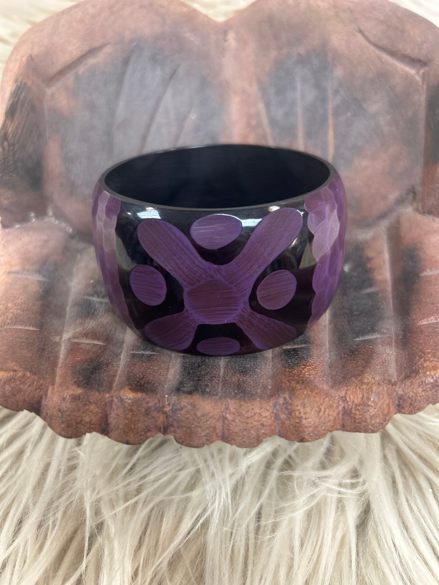 Chunky Carved Resin Bangle Purple