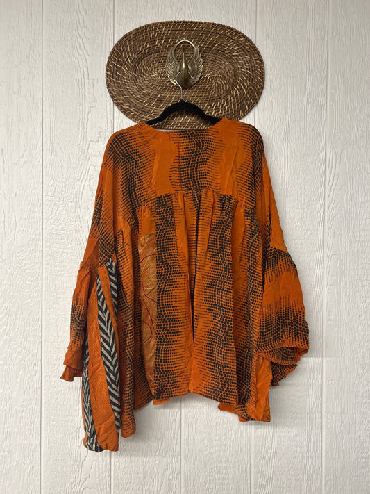 Crepe Sari Bell Sleeve Golddust Crop 0426 018