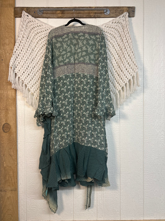 Crepe Sari Flourish Wrap Dress 0426 199