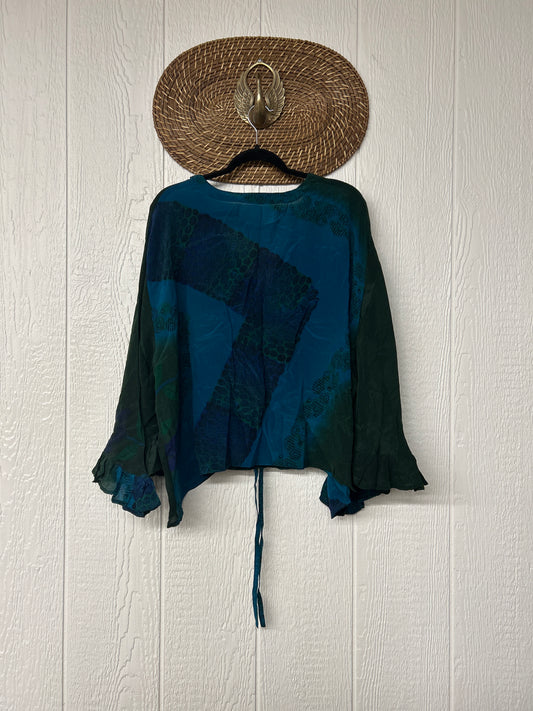 Crepe Sari Bell Sleeve Butterfly Top 0326 238