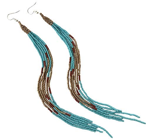 Aqua & Copper Beaded Earrings