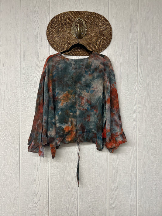 Crepe Sari Bell Sleeve Butterfly Top 0326 258