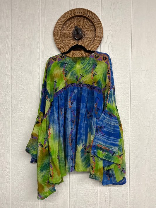 Crepe Sari Bell Sleeve Golddust Crop 0426 222