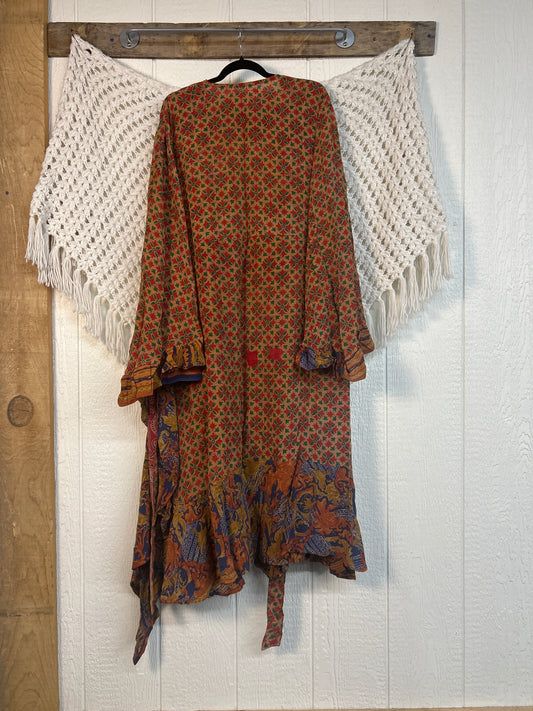 Crepe Sari Flourish Wrap Dress 0426 194