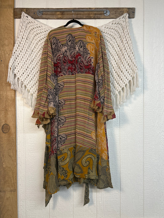 Crepe Sari Flourish Wrap Dress 0426 012