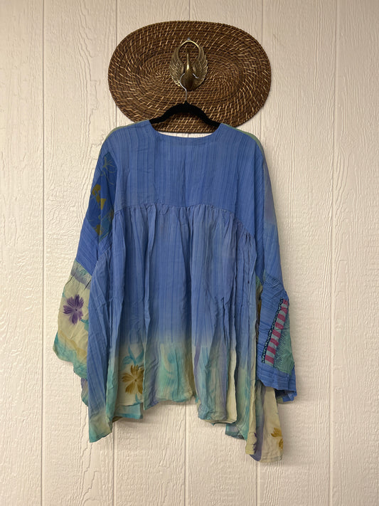 Crepe Sari Bell Sleeve Golddust Crop 0426 021