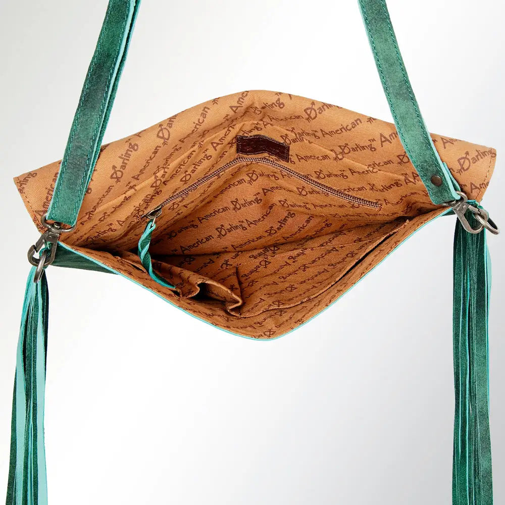 Suede Fringe Bag - Green 0426 001