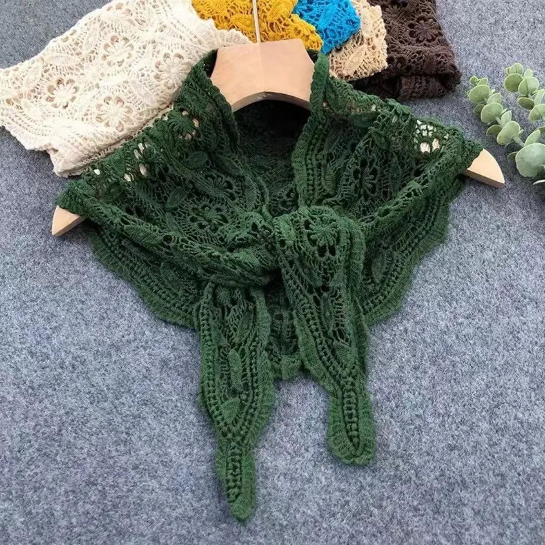Lace Crochet Scarf - Green