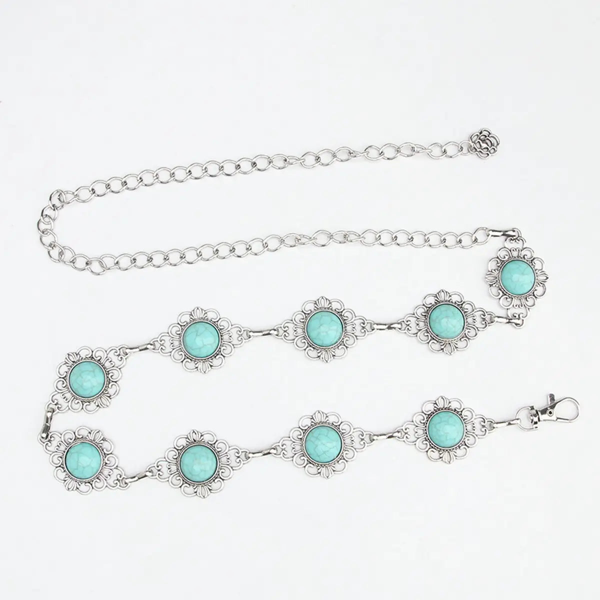 Vintage Pattern Turquoise Decor Waist Chain Belt - Type 5