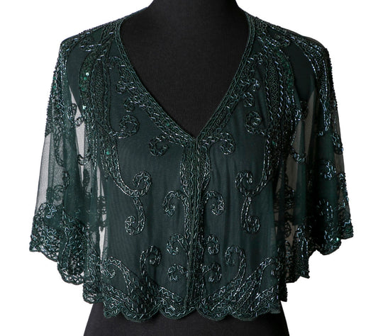 Beaded Flapper Cape OLIVE