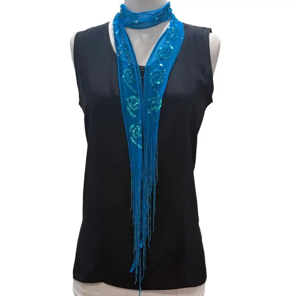 Sequin Skinny Scarf Blue 0526 001