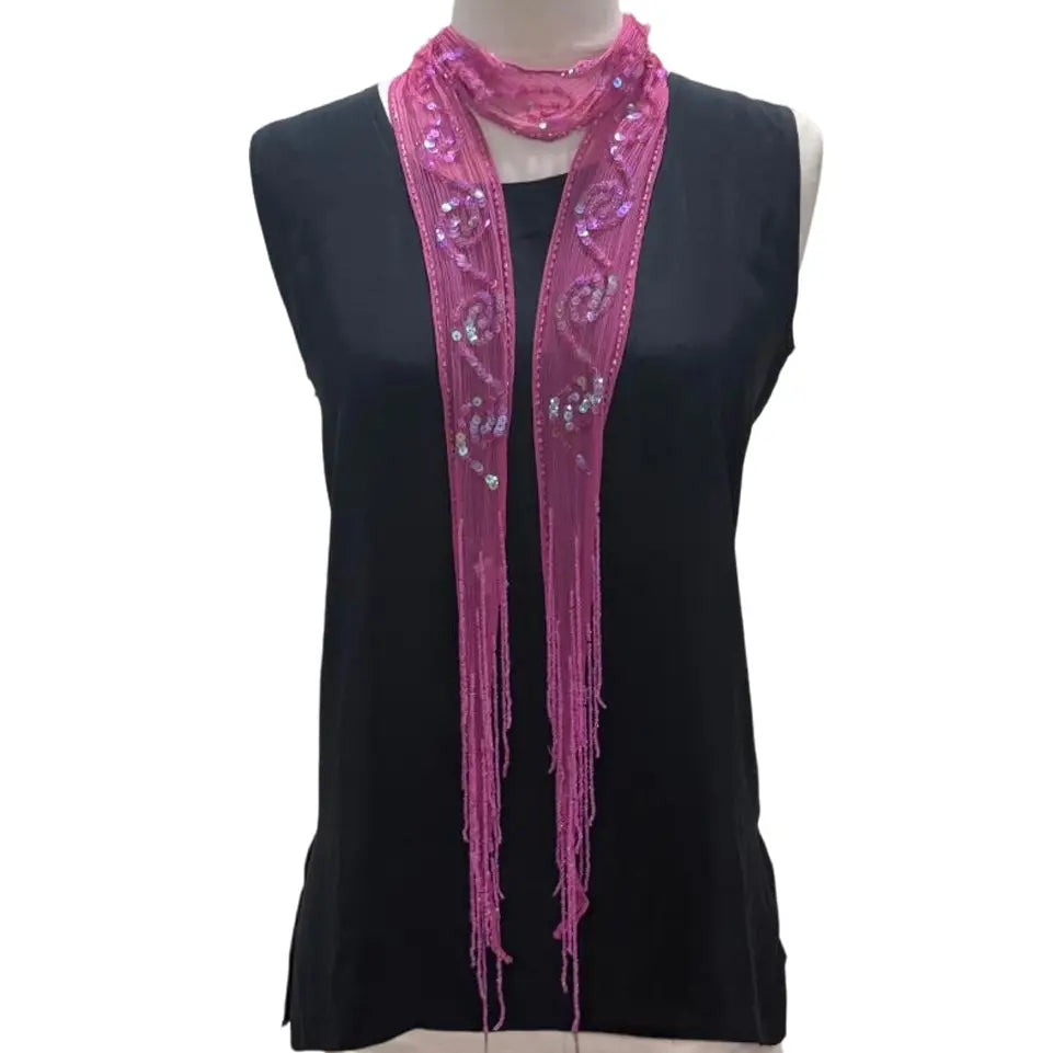 Sequin Skinny Scarf Fuschia 0526 001