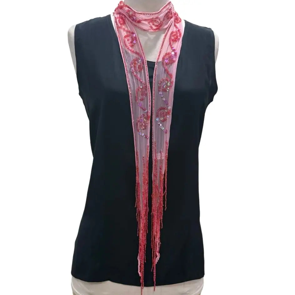 Sequin Skinny Scarf Pink 0526 001