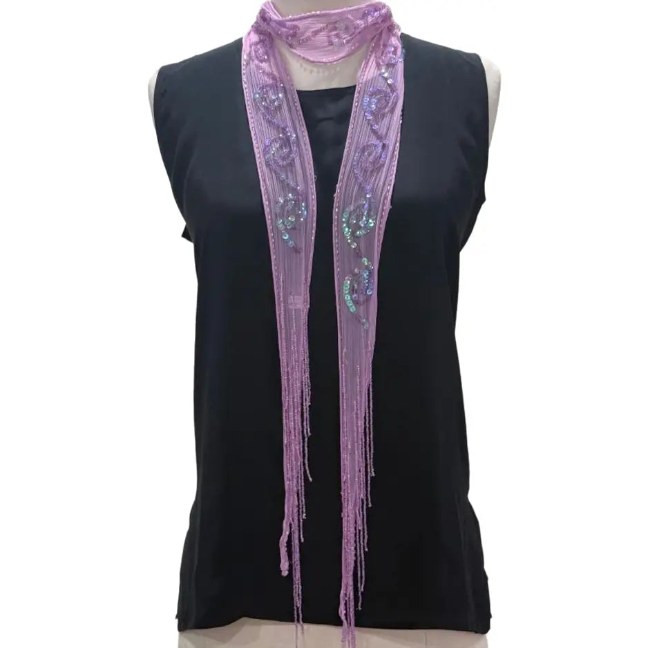 Sequin Skinny Scarf Purple 0526 001
