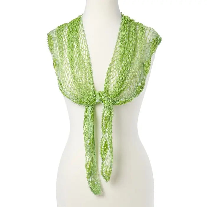 Beaded Triangle Shawl Green 0526 001