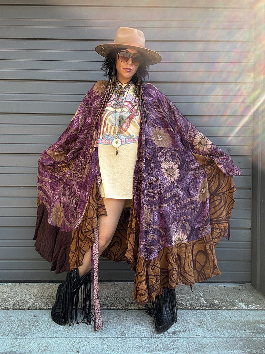 Crepe Sari Flourish Wrap Dress