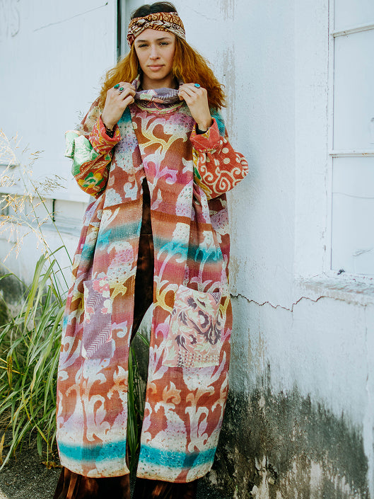 Fine Kantha Cowl Split Pullover